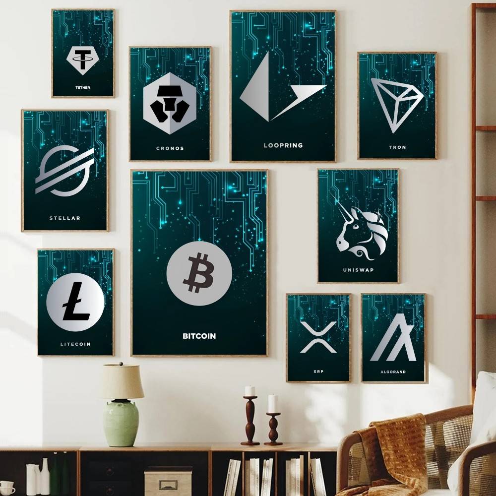 ملصق فني بتصميم رمز العملات ال - مراجعة Tech Office Wall وسعره