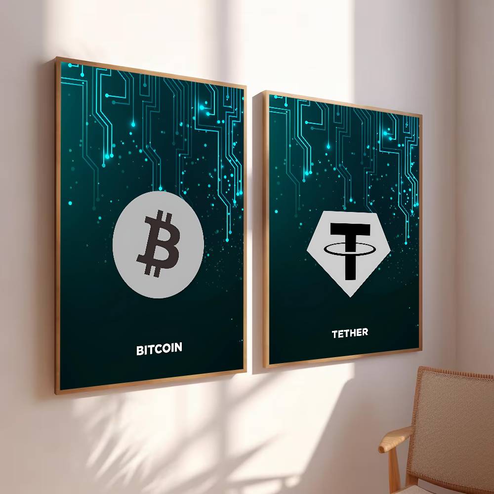 ملصق فني بتصميم رمز العملات ال - مراجعة Tech Office Wall وسعره